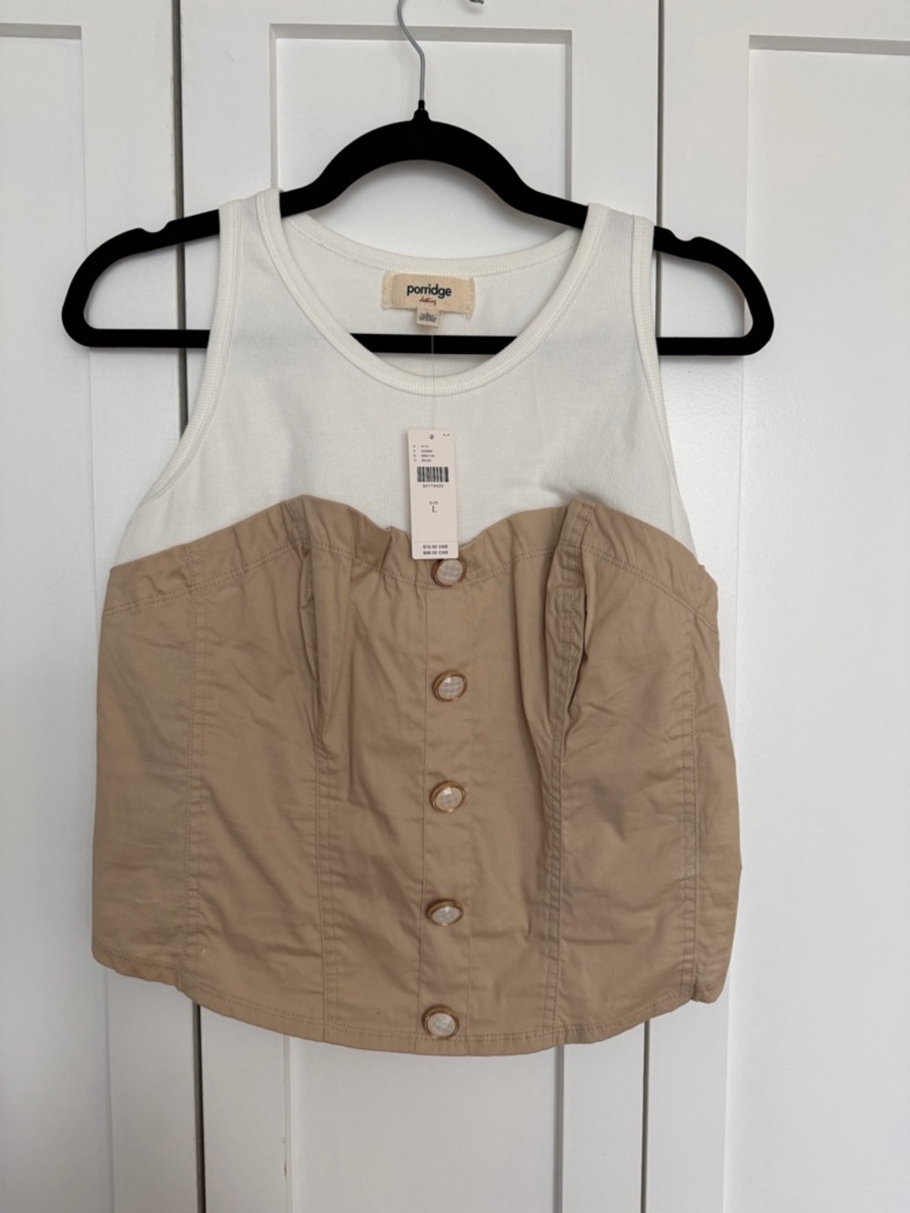 Anthropologie Two-Tone White and Tan Tank Top